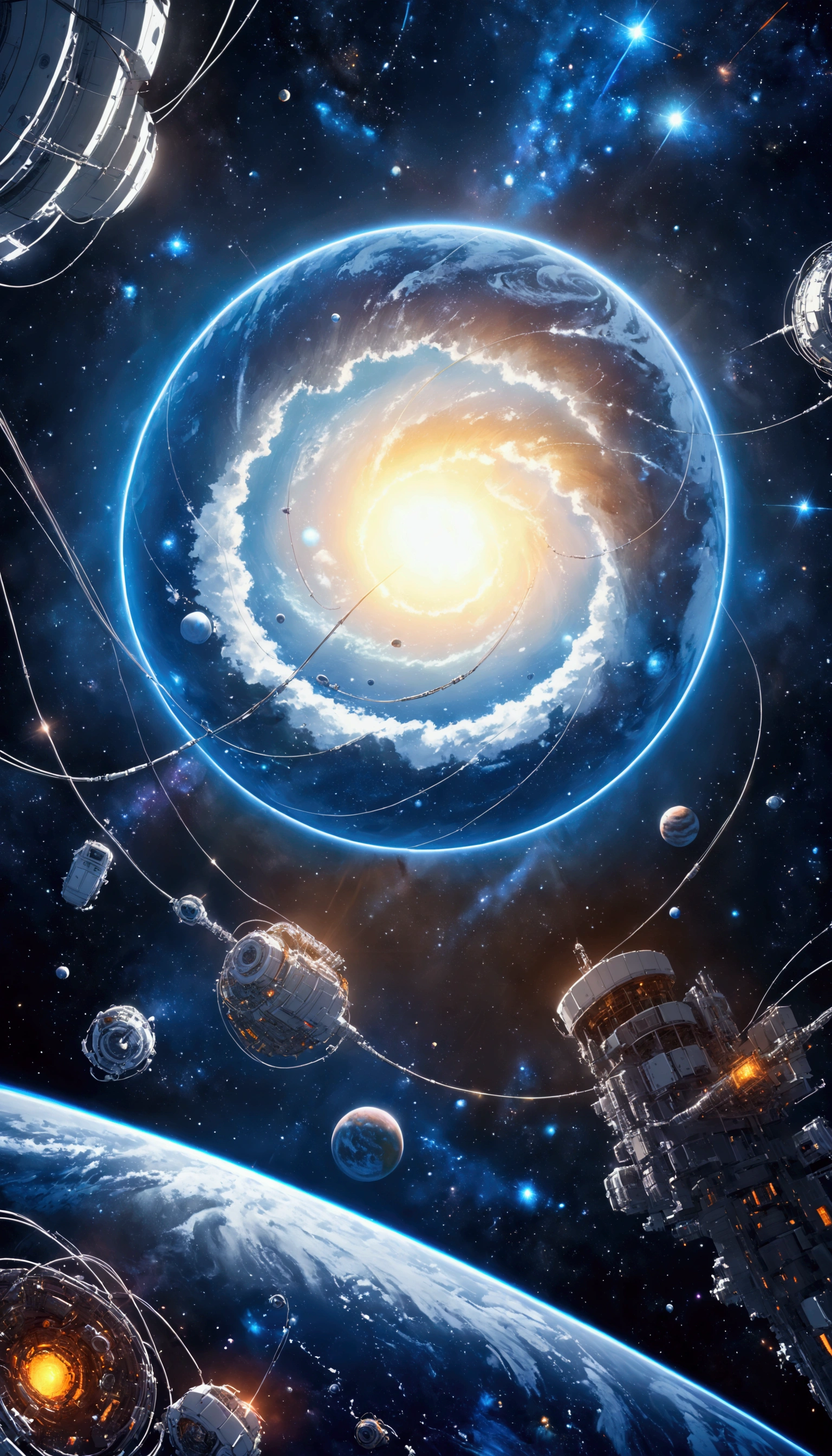  huge  (:1.5)\(space base,space station, huge , gigantic,  very detailed.great focus, beautiful bokeh , mechanical parts, Cable, Cables, machinery,dynamic angle, drifting galaxy \).  score_9,  score_8_above,  score_7_above,  score_6_above,  score_5_above,  score_4_above,   source  _animated,  source  _ hairy, classification _safe, classification _ questionable, Masterpiece,  Best Quality ,  perfect anatomy  ,  very aesthetic ,  absurdres. (outer space:1.4),space_bottom,landscape,(dynamic angle:1.4), perspective distortion,telephotographic