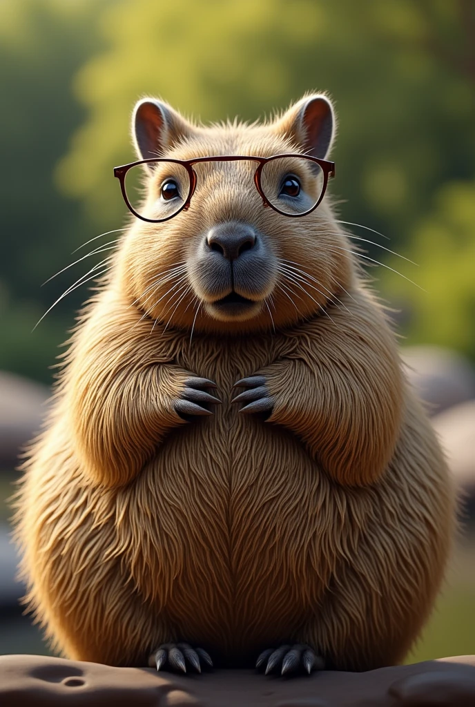 A capybara wearing glasses