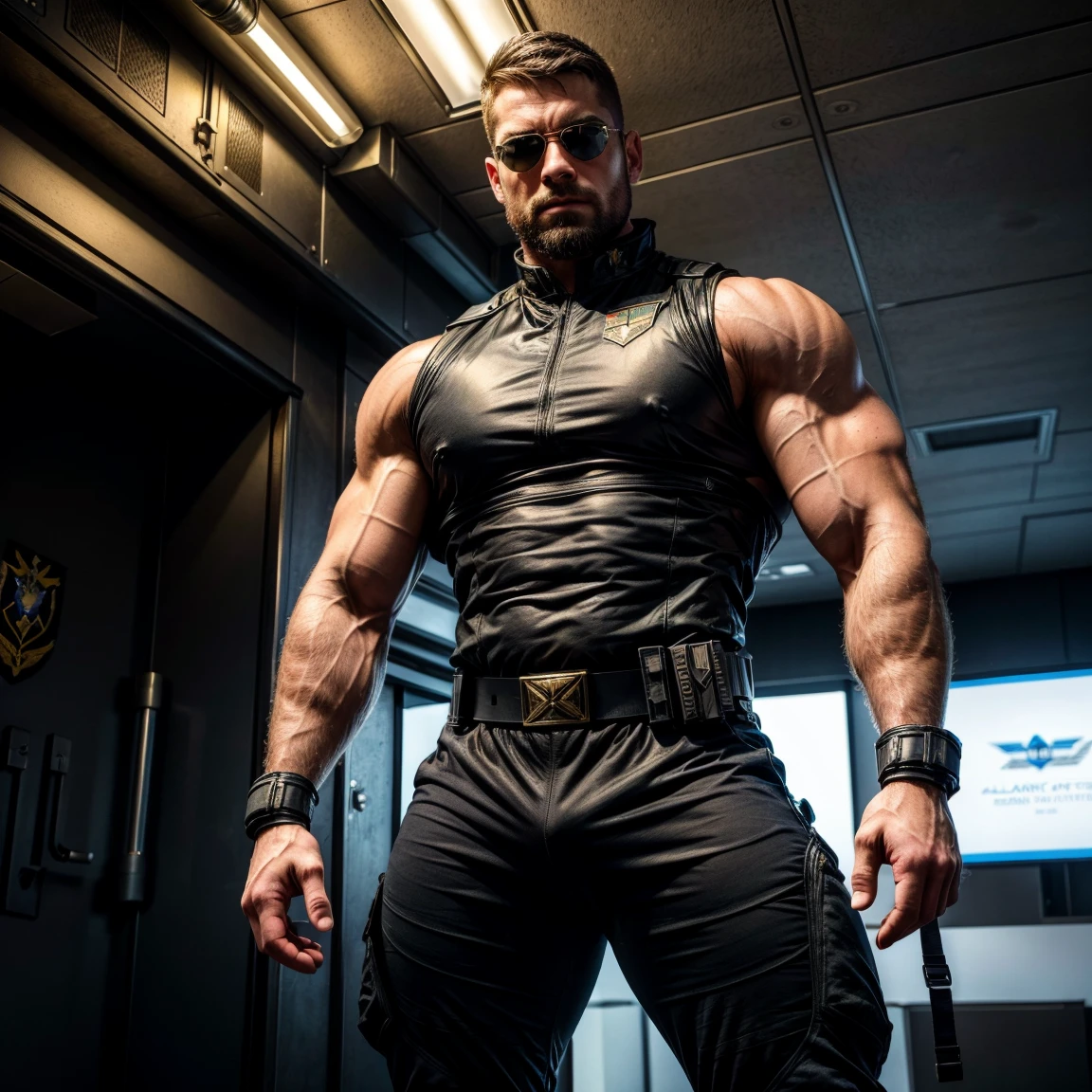 gerar uma imagem de um cybor, or a strong robot with a muscular body, treinando em academia, sendo um personagem homem e outro mulher