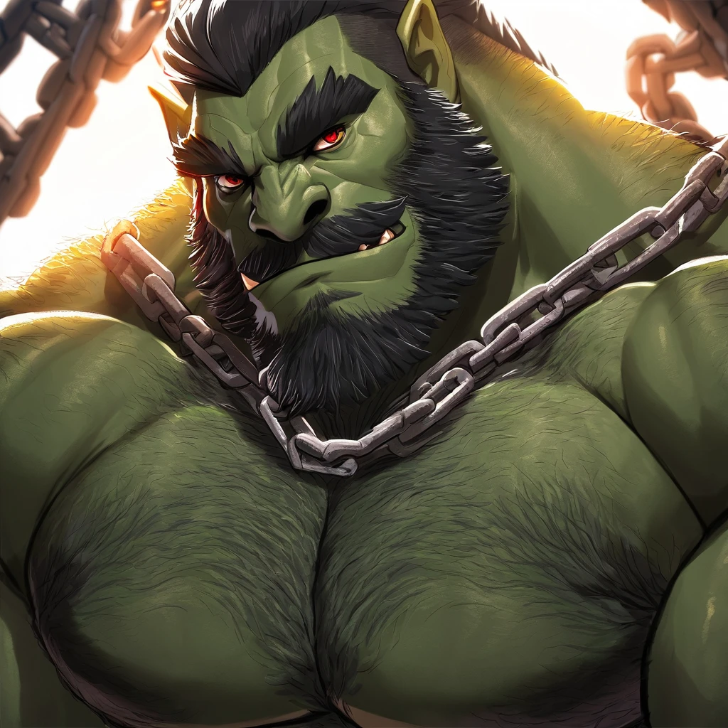 Four image sequence. Hypnotic tribal drums. Human. Orc transformation from tribal drum beat. Corruption. Dumber and dumber. Brute. Barbarian. Assimilation. gradual. Tearing clothes. Growing muscle. Hyper muscle. Big biceps. Big triceps. Big traps. Broad shoulders. Big meaty pecs. Huge lats. growing tusks. Conversion. Assimilation. White skin to green skin. Orc tribe. Orc village. Blank stare. Open mouth. Drool. "Be orc. Fight for Bahgtru.  Big. Strong. Fight. Conquer." Surrounded by broken weapons and armor. Bare skin. Orc warrior assimilation. Hyper crotch bulge. Huge crotch bulge. Bulging crotch. Hypnotized. Brainwashed. Hypnosis. Brainwashing. Dumber and dumber. Orc thrall. Turning into an orc. Partial transformation. "I ... I can't.... I can't.... I ... I can't ... Must ... Obey ... Bahgtru....Me ... be Orc.... Grow like orc. Talk like Orc. Be orc.... Be Orc.... Obey.... For ... The Horde.... Me .... Orc...."