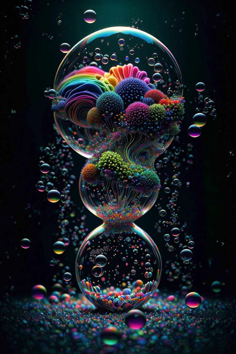 A close up of beautiful bubbles floating on top of each other, LSD, DMT imagery. octane render, psychedelic droplets of water, abstract liquid, and intricate rainbow art. octane render, black 3d fluid simulation,  ethereal bubbles, swirling liquids, and highly detailed, octane render, reflective rainbow bubbles, twisted colors inside of glass spheres, Psilocybin Dream inside an amazing image of light emerging from colors in a shimmering glass morphing out of colors, bright neon and fluorescent colors,very bright, vibrant colors, perfectly formed and symmetrical reflective bubbles and spheres, attention to detail with these beautiful bubbles and spheres, Extreme Hallucinations in a gorgeous piece of  psychedelic digital artwork, Stunning, pixel art, tripped out colors, 4d mandelbulb psychedelics, glass like psychedelic landscape, intricate rainbow environment, psychedelic underwater brightness and glow with neon colors, glowing colors twist inside of translucent glass spheres and bubbles with light and color reflecting off of both in bright fluorescent colors, psychedelic trip, fluorescent and neon aesthetic, psychedelic vibrant colors, bright psychedelic paint splattered backgrounds,swirling spirals and vortex, bright vibrant colors popping out from 3d glass spheres, Rotational Symmetry, Pixel Assets, Portrait photography, Surrealism, Photorealistic, Hyperdetailed, Glass Morphism, Digital Art, Sparkle, Optical Illusion, Glowing Light, Reflective Light, Overexposure, Backlighting, Depth Of Field, Spheres and bubbles show perfect Symmetry, UHD, High Details, High Quality, Super Detailed, Full Focus, Awe inspiring, Shockingly unique wallpaper art, Breathtaking, Indescribably Beautiful, Heaven sent images, Best Quality, Award Winning, MasterpieceA close up of beautiful bubbles floating on top of each other, LSD, DMT imagery. octane render, psychedelic droplets of water, abstract liquid, and intricate rainbow art. octane render, black 3d fluid simulation,  ethereal bubbl