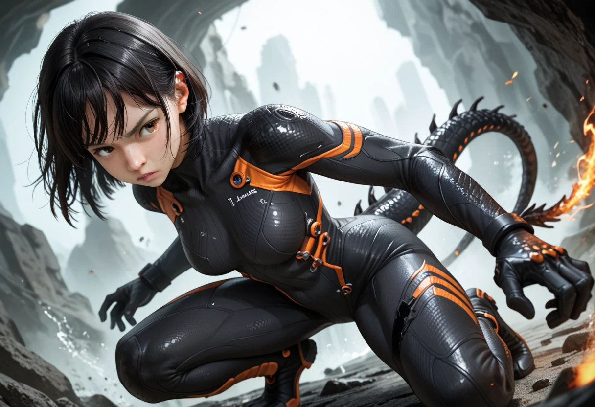 (zPDXL2), (PonyXLV6_Scores), Expressiveh, full body shot, BREAK
lhata4564, d3t41l3d, 
1woman, black hair, tight scorpion suit, scorpion tail, dynamic angle, dynamic pose, action pose 