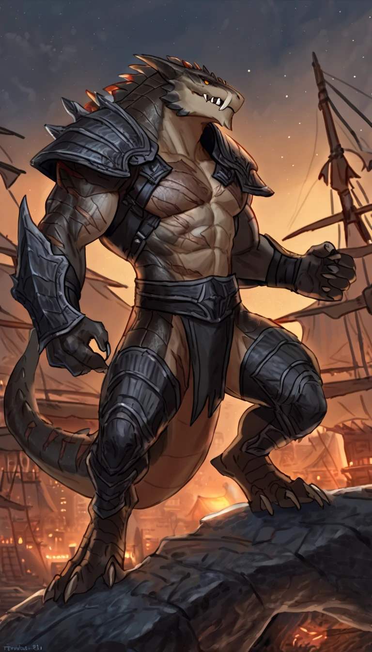 Solo Sexy anthro scalie dragon male mercenary medieval solider, slim endomorph muscular handsone model male apperance, sword scars, worn out rusty skimpy armament, low on hips heavy leather belt, old very worn out skimpy dirty linen material jockstrap, old yellow dirty worn out stains on white jockstrap, studded skimpy armlets breastplate armor, skimpy breastplate, leather bondages, fingerless leather gloves, smelly unwashed husk, dirty body look, desert battlefield, standing in sexy fighting position, close view of full character