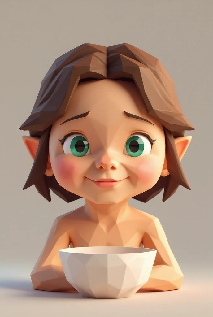 lo-ply_ a low-poly render of an adorable girl with green eyes and brown hair