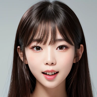 (Tabletop、Highest quality、8k、Award-winning works、Ultra-high resolution)、One Woman、(Face close-up:1.4)、Perfect beautiful face、(Closed lips:1.3)、(Pure white background:1.3)、(nude:1.2)、(Stand upright, facing straight ahead:1.2)