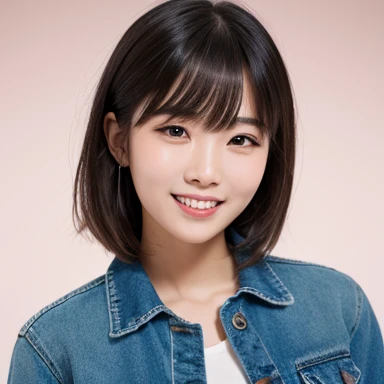 Japanese ),((beautiful girl)),cleavage,An expression that imagines something pleasant:1.2,(perfect body beauty:1.2),((perfect body)),(shy smile),beautiful teeth,
