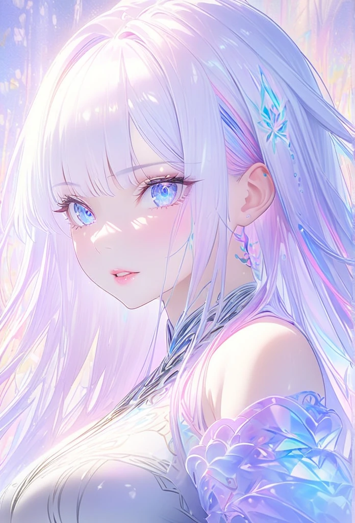 A painting,The painting shows a woman in a dress blowing bubbles, Loish and WLOP, ethereal bubbles, Mobis + Loish + WLOP, Dreamy and detailed, intricate WLOP, closeup fantasy with water magic, fairytale artwork, fairytale painting, Anna Dittmann (Anna Dittmann) style, WLOP art, Realistic fantasy, Artgerm Julie Bell Beeple