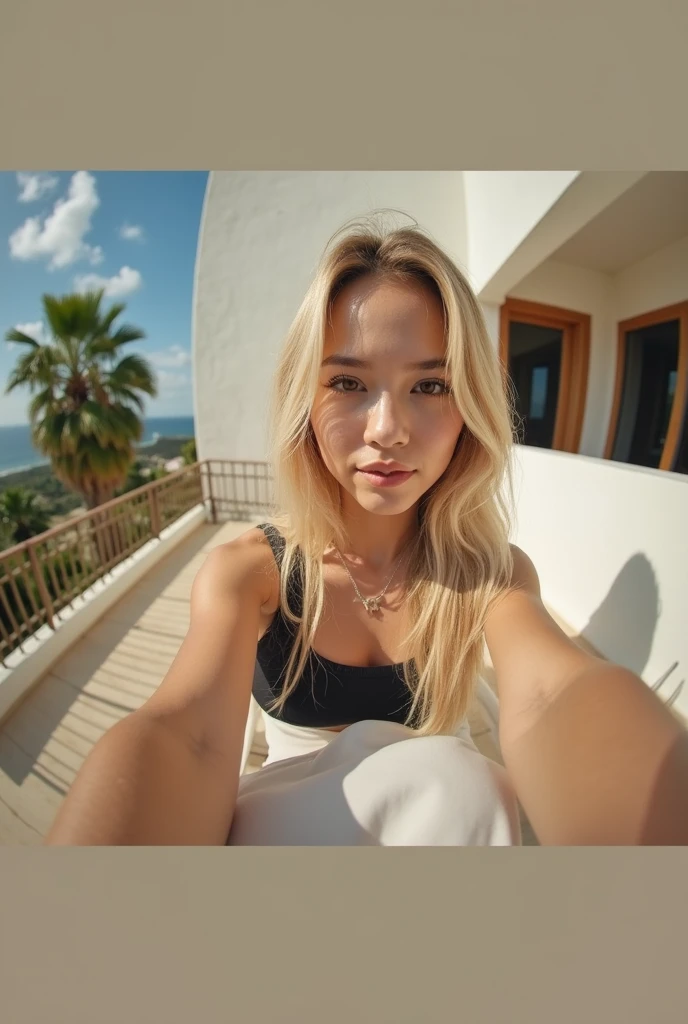 selfie, on the beach, near shot, sunshine, sophia diamond, fisheye slider