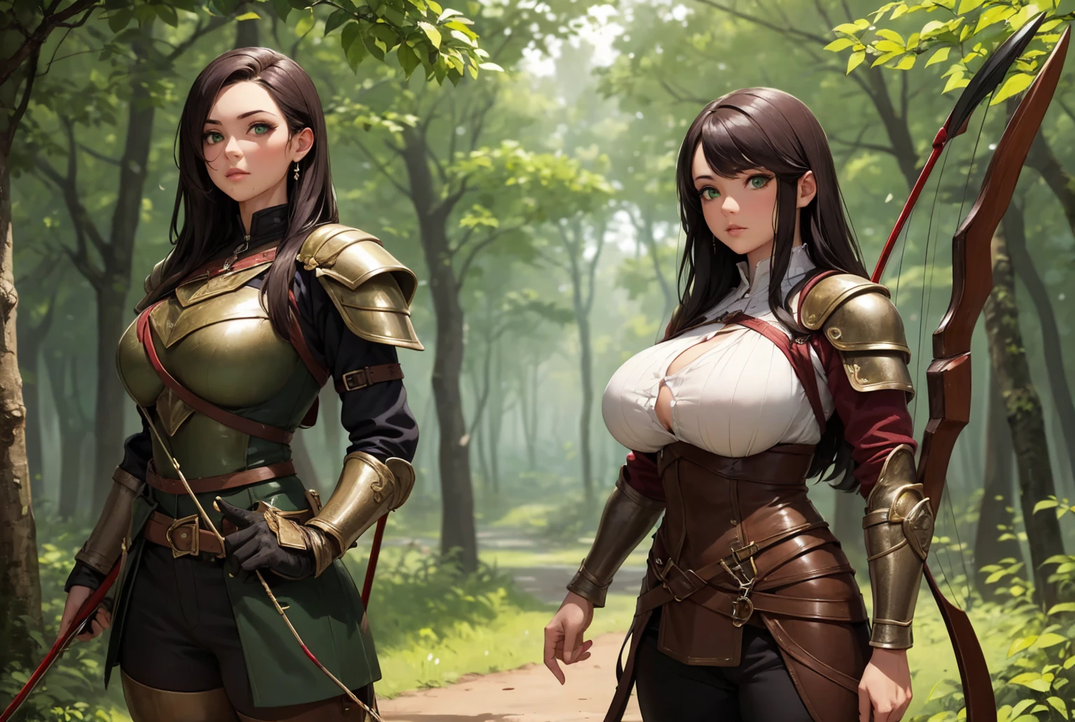 Highly detailed CG unit 8k wallpaper, masterpiece, High resolution, highest quality, highest quality real texture skin, Super Real, Digital Painting, Best image quality, 最High resolution, 8k, ((Highly detailed eyes and face)), 1girl, Beautiful eyes every detail, Full Body Shot, profile, chinese style embroidery, dress, Shogun, Military commander, general, armor, ((disproportionate breasts, huge breasts, sagging breasts, Cleavage, gigantic breasts, Saggy breasts, Gravity-dependent breasts, long chest, Heavy chest, erect nipple)), lewd, Prostitute, smile, (tanned skin, light brown hair, ), light green, deep green, ((spear on hand)),