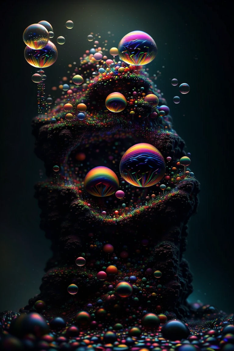 A close up of beautiful bubbles floating on top of each other, Glowing Nightmare, Glowing Runes_green Glowing Runes_pink,LSD, DMT imagery. octane render, psychedelic droplets of water, abstract liquid, and intricate rainbow art. octane render, black 3d fluid simulation,  ethereal bubbles, swirling liquids, and highly detailed, octane render, reflective rainbow bubbles, twisted colors inside of glass spheres, Psilocybin Dream inside an amazing image of light emerging from colors in a shimmering glass morphing out of colors, bright neon and fluorescent colors,very bright, vibrant colors, perfectly formed and symmetrical reflective bubbles and spheres, attention to detail with these beautiful bubbles and spheres, Extreme Hallucinations in a gorgeous piece of  psychedelic digital artwork, Stunning, pixel art, tripped out colors, 4d mandelbulb psychedelics, glass like psychedelic landscape, intricate rainbow environment, psychedelic underwater brightness and glow with neon colors, glowing colors twist inside of translucent glass spheres and bubbles with light and color reflecting off of both in bright fluorescent colors, psychedelic trip, fluorescent and neon aesthetic, psychedelic vibrant colors, bright psychedelic paint splattered backgrounds,swirling spirals and vortex, bright vibrant colors popping out from 3d glass spheres, Rotational Symmetry, Pixel Assets, Portrait photography, Surrealism, Photorealistic, Hyperdetailed, Glass Morphism, Digital Art, Sparkle, Optical Illusion, Glowing Light, Reflective Light, Overexposure, Backlighting, Depth Of Field, Spheres and bubbles show perfect Symmetry, Awe inspiring, Breathtaking, Indescribably Beautiful, Heaven sent images, Best Quality, Award Winning, MasterpieceA close up of beautiful bubbles floating on top of each other, LSD, DMT imagery. octane render, psychedelic droplets of water, abstract liquid, and intricate rainbow art. octane render, black 3d fluid simulation,  ethereal bubbl