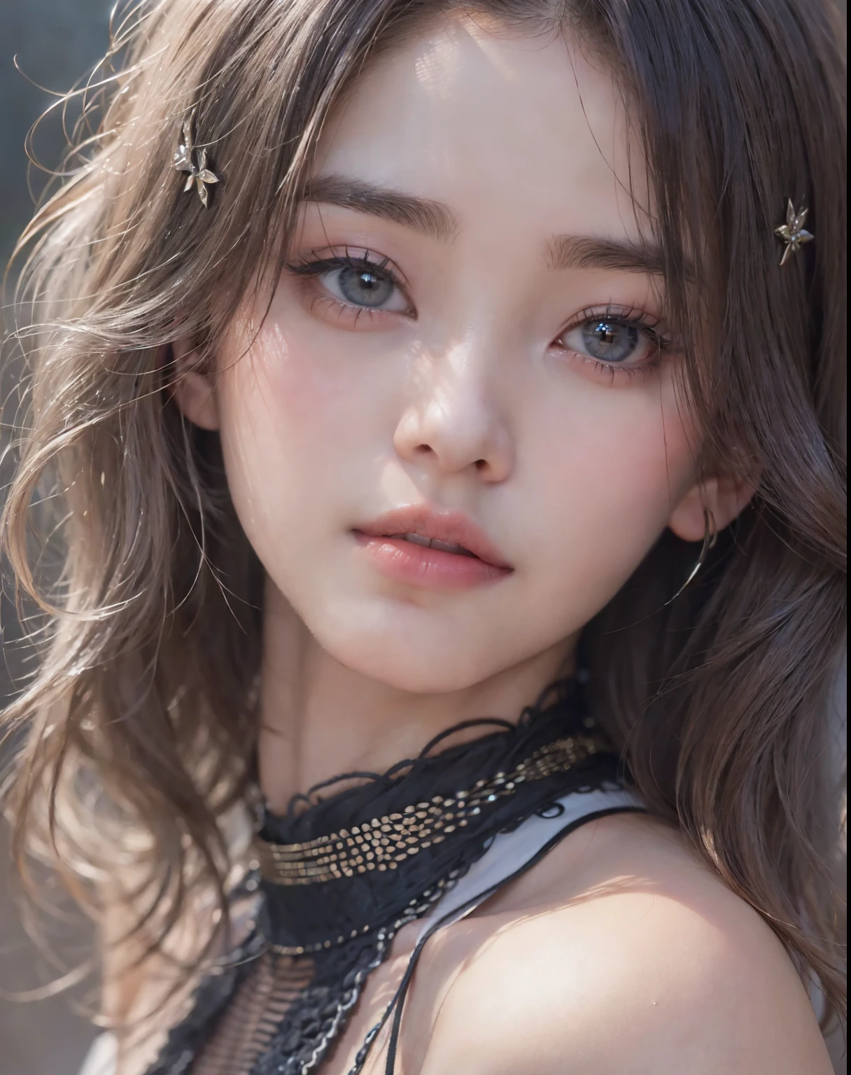 1woman, (Ultra realistic, high res), (highly detailed eyes, highly detailed hair, highly detailed face, highly detailed plump lips), (off shoulder with open breasts), breasts, upper body, caute smile, (best quality:1.4), Raw photo, (realistic, photo-realistic:1.37), professional photography, cinematic light, (fine face: 1.2),fashion model 20 years old, cute, [[[[pure eyes]]]], [[[[closeup]]]], [[[[chest]]]], [[[[neck]]]], [[[[shoulders]]]], perfect eyes, perfect iris, perfect lips, perfect teeth, perfect skin, soft front light, glow, HDR, (muted colors:1.2), Retrato da mulher、white skin、((cabelo Castanho ondas suaves)) Best Blanco Romantico、8k resolution、Frente Illuminada、アメリカの女の子のPortrait、solo、20-year-old、beautiful face、Upper body、medium side cut、beautiful black hair、beautiful little face woman, solo,　black theme,　look at the audience,one woman, It&#39;s real, Wolfsan-6500-V1.3, anime、animeスタイル、beautiful diamond eyes、20 year old american girl、braided hair、swimsuit、portrait beautiful detailed woman, very detailedな青い顔, Reality, beautiful narrow blue eyes, huge file size, Super detailed, High resolution, very detailed, highest quality, masterpiece, An illustration, very detailed, ticker, Unite, 8K painting wallpaper, fine, fine details, masterpiece, highest quality, Hvery detailed ticker uniform 8K wallpaper, face light movie lighting、cuteブラウス, dark background, oil, masterpiece, diffused soft film lighting, Portrait, highest quality (perfect face:1.4),stunning girl pictures,(8K and、photorealistic:1.25) 、(lip gloss、eyelashes、shiny face、shiny skin、highest quality、超High resolution、Depth of the bounds written、chromatic aberration、caustic road lighting、natural shading、sexy 1girl, Extremely cute, Amazing face and eyes, (Beautiful lovely smile), (extremely detailed beautiful face), bright and shiny lips, (cute bikini:1.3), (very elaborate lace bra:1.5), smooth skin, super beautiful, attractive, (Best Quality:1.4), (hyper quality), (Ultra-detailed), (hyper-realistic, Photorealsitic:1.37), Authentic skin texture, complex details, extremely detailed CG unified 8k wallpaper, RAW Photos, professional photograpy, Cinematic lighting, coast, sea, palm trees,masterpiece, best quality, high quality, High definition, High quality texture, High quality shadow, high detail, beautiful detailed, finely detailed, extremely detailed cg, detailed texture, a realistic representation of the face, realistic, colorful, delicate, Cinematic Light, sidelighting, Lens Flare, Ray tracing, sharp focus, (intrica