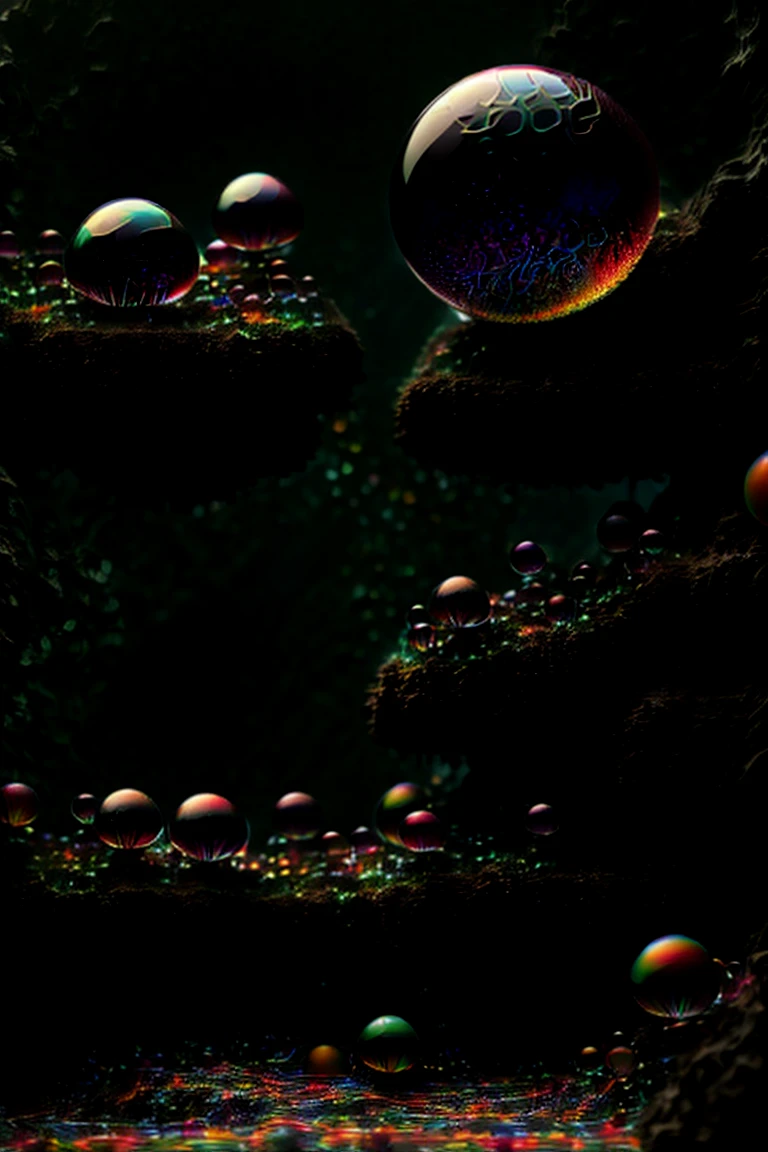 A close up of beautiful bubbles floating on top of each other, Glowing Nightmare, Glowing Runes_green Glowing Runes_pink,LSD, DMT imagery. octane render, psychedelic droplets of water, abstract liquid, and intricate rainbow art. octane render, black 3d fluid simulation,  ethereal bubbles, swirling liquids, and highly detailed, octane render, reflective rainbow bubbles, twisted colors inside of glass spheres, Psilocybin Dream inside an amazing image of light emerging from colors in a shimmering glass morphing out of colors, bright neon and fluorescent colors,very bright, vibrant colors, perfectly formed and symmetrical reflective bubbles and spheres, attention to detail with these beautiful bubbles and spheres, Extreme Hallucinations in a gorgeous piece of  psychedelic digital artwork, Stunning, pixel art, tripped out colors, 4d mandelbulb psychedelics, glass like psychedelic landscape, intricate rainbow environment, psychedelic underwater brightness and glow with neon colors, glowing colors twist inside of translucent glass spheres and bubbles with light and color reflecting off of both in bright fluorescent colors, psychedelic trip, fluorescent and neon aesthetic, psychedelic vibrant colors, bright psychedelic paint splattered backgrounds,swirling spirals and vortex, bright vibrant colors popping out from 3d glass spheres, Rotational Symmetry, Pixel Assets, Portrait photography, Surrealism, Photorealistic, Hyperdetailed, Glass Morphism, Digital Art, Sparkle, Optical Illusion, Glowing Light, Reflective Light, Overexposure, Backlighting, Depth Of Field, Spheres and bubbles show perfect Symmetry, Awe inspiring, Breathtaking, Indescribably Beautiful, Heaven sent images, Best Quality, Award Winning, MasterpieceA close up of beautiful bubbles floating on top of each other, LSD, DMT imagery. octane render, psychedelic droplets of water, abstract liquid, and intricate rainbow art. octane render, black 3d fluid simulation,  colorfantasystyle