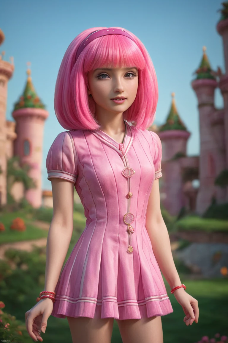 stephanie a girl, with pink hair and a pink wig, AS-Young zrpgstyle stephanie, pink striped dress stockings standing on the edge of a castle in a fantasy city with tall towers, (zrpgstyle) (masterpiece:1.2) (illustration:1.2) (best quality:1.2) (detailed) (intricate) (8k) (HDR) (cinematic lighting) (sharp focus), striped dress, intricate detail, (rich:1.4), prestige, gorgeous, symmetric, symmetric eyes, detailed eyes, 8k, high quality, f1.8, 200mm, photografy style, model position, perfect hands, detailed face, perfect face, look at viewer, perfect mouth, perfect eyes, cowgirl position, low angle shot, (perfect hands:1.3), detailed face, perfect face, look at viewer, pefect lips, hyperdetailed,glow, physically-based rendering,3d render,8k,high resolution,ultra high res,cinematic look,magical atmosphere,augmentations,insane details,intricate details,Exquisite details and textures,cinematic film still,intricately detailed,finely detail,High Detail RAW color Photo,hdr,cinematic lighting,ambient lighting,professional lighting,Romantic lighting,soft cinematic light,specular lighting,best quality,highly detailed,radiosity,god rays,sunbeam,raytracing,realistic,4k textures. Naked / nude / undress , pregnant 