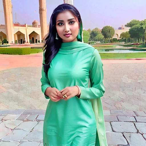 A full body, ultra-hyper-realistic, wide angle,, Photo of a feminine Pakistani beautiful teenager boy depicted as a stylish and candid figure. The boy is wearing a girl's green tunic or kurta and black pants, appearing as posing for a fashion shoot. The scene is infused with vibrant colors, colour splash style, and exudes an elegant Pakistani aesthetic. The overall composition feels exclusive and artistic, with emphasis on beautiful Pakistani dress and a cute, lovely look. The setting is candid and modern, reminiscent of a photo trending on design platforms. The image captures an engaging and fashionable Pakistani look with a green and black color palette.