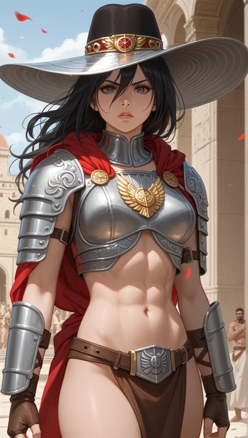 (high resolution, pixel perfect, gorgeous illustrations), (hyper quality, muste piece, etheric: 1.4), ((1girl)), (((((((stand,open legs))))))), cool atmosphere, Twintails with black hair, ((Exquisite face)), ((naughty face)), (((((((muscular))))))), ((thick thighs)), (((wide hips))), ((Big breasts that are about to burst)), fighter, (((wh_chi_armor, black_zentai, bodystocking))), ((see through)), ((((cameltoe)))), shiny skin, gleaming skin, sweat, simple background,