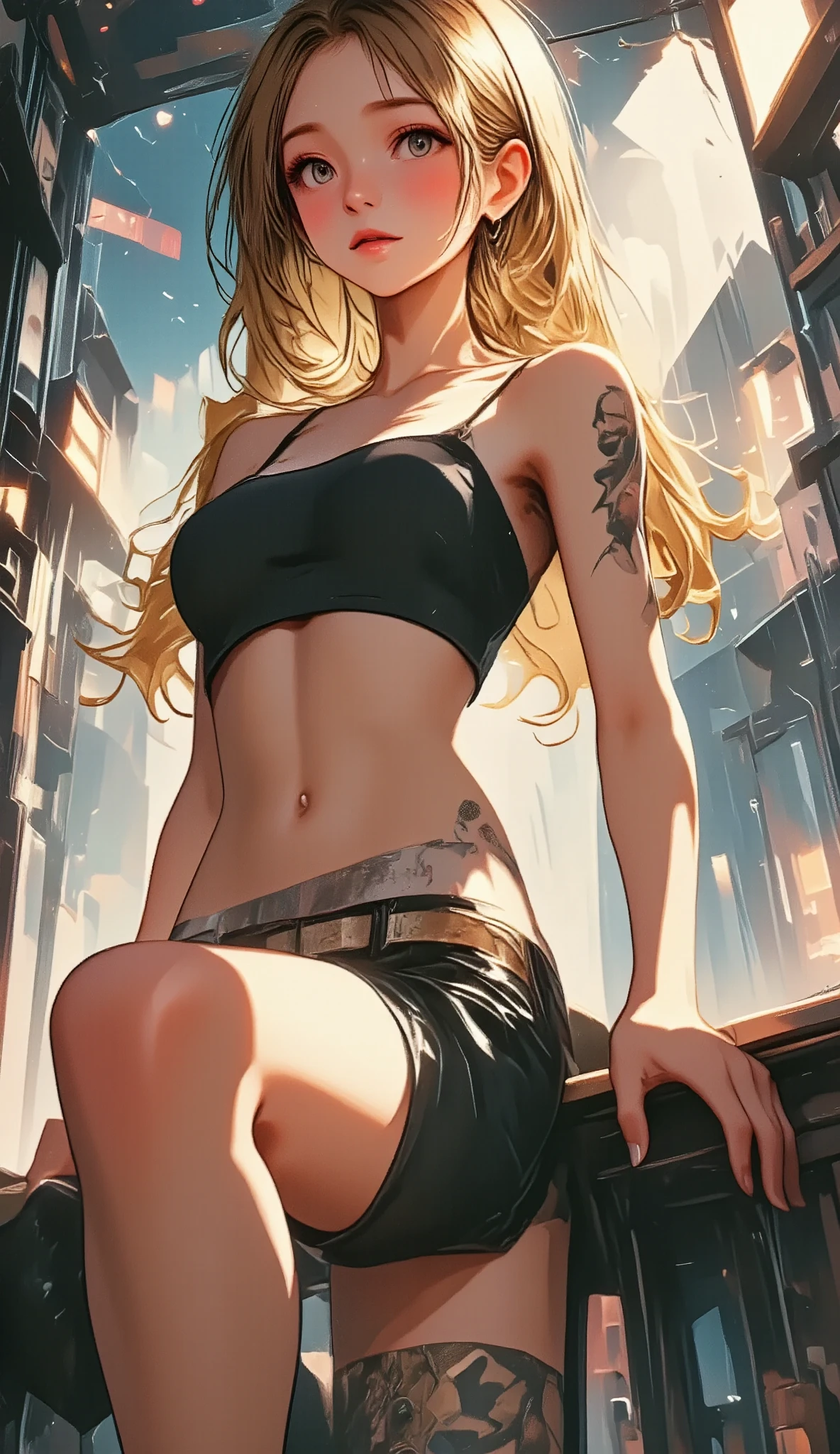   Anatomically correct , Plan General,   full body  ,   a woman with tattoos on her legs  , hood, blonde   Anime girl with long hair   , in the style of Guweiz   ,  realistic anime art style  , realistic art style,  realistic anime art style  ,  realistic style anime 3D  , anime realism style,   Anime girl with long hair   , artgerm style,   Beautiful digital artwork   ,  Beautiful anime girl , U   High Definition  , Retina,   Masterpiece  , necessary,   Anatomically correct  , old school,   super detail   ,  tall details, alta quality , Winner Award   , la mejor quality, highres, GTA V ,   view of the camera from below Ross Tran style  , realistic art style , in the style of Ross Tran , Ross Tran. picturesque background ,   Beautiful digital artwork   , lois van rossdraws, realistic art style ,   impressive digital illustration   , ross drawings 1   . 0,   Impressive art style   , in the style of Guveiz   ,quality\(8K,   wallpaper  с чрезвычайно детализированным CG юнитом,   High Definition , top-quality, top-quality real texture skin,   hyperrealistic ,  increase resolution  ,  RAW Photos Box , best quality, It's very detailed  ,   wallpaper  ,  Golden Ratio ,   high-intensity realism   ,   style in bright colors   ,   'dramatic lighting' ,   Compelling story   , атмосферный landscape ,   Stunning images   ,   Complex details   , strong emotions, dream world\).landscape, Contract, Retina,   Masterpiece , necessary,   Anatomically correct  ,   old school  ,   super detail  ,   High level of detail  , high quality , awarded , best quality,   High Definition , 1080P,   High Definition , 16 mil.