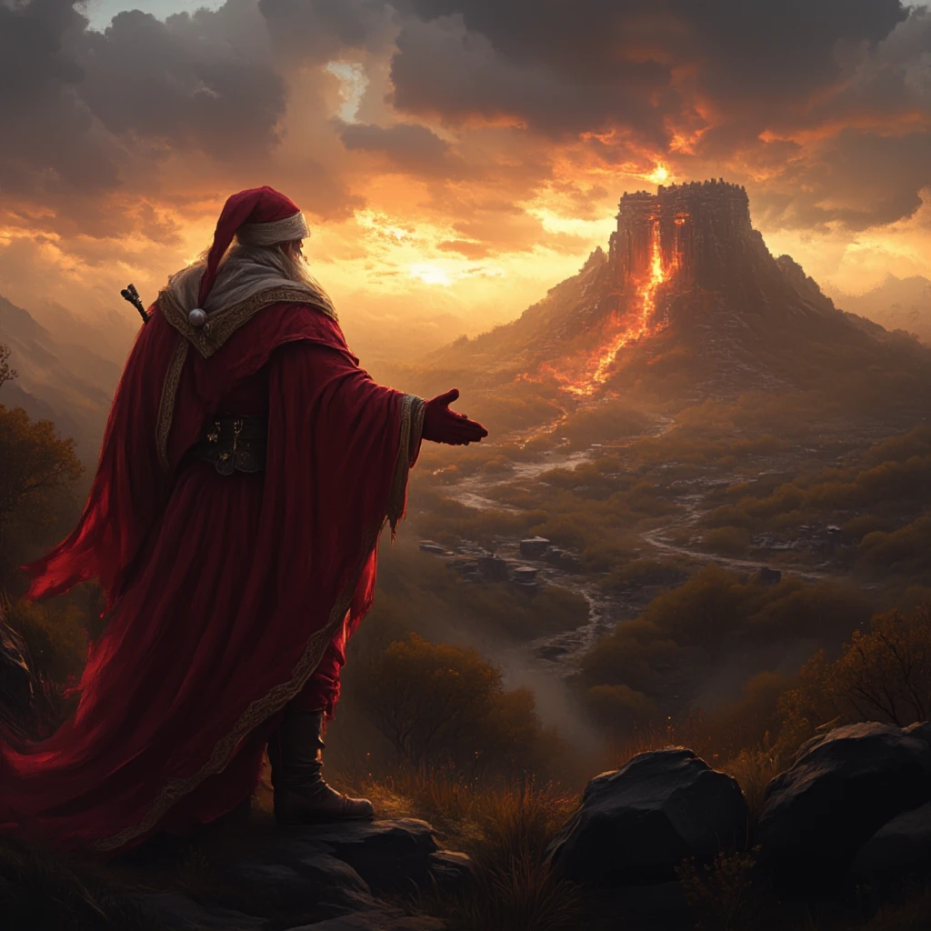 {
  "title": " Santa Claus and the Dawn in Teotihuacán ",
  "Description": {
    " Setting ": "Santa Claus in Teotihuacán ,  with the pyramids in the background and a brilliant sunrise on the horizon.",
    "style": " Cinematic and detailed ,  capturing the light of the sunrise and the pyramids .",
    "emotion": " hope and renewal ,  with an atmosphere of peace and tranquility ."
  }
}
