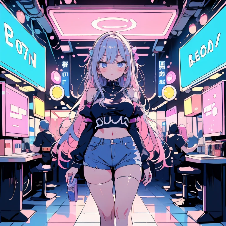 (highest quality, amazing details: 1.25), (3heads:1.5), 1girl, smiling, pink hair, oranfe hair, black hair, casual wear, tank top, long pants, medium breasts, piercing gaze, strong and confident expressions