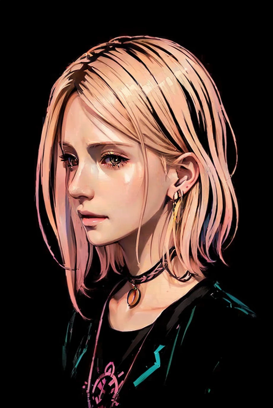  a woman with blonde hair and earrings in her ears and with a necklace, in the style of Bowater , detailed portrait of an anime girl, anime style portrait, Anime style digital art, anime portrait of a girl profile, Beautiful anime portrait, anime girl portrait, anime digital illustration,  stunning anime face portrait , 🤤 portrait of a girl, anime portrait of a girl, anime style digital art,   artistic portrait of characters  