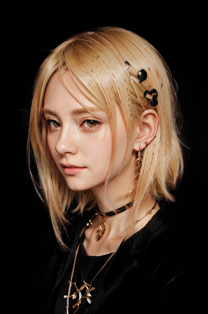  a woman with blonde hair and earrings in her ears and with a necklace, in the style of Bowater , detailed portrait of an anime girl, anime style portrait, Anime style digital art, anime portrait of a girl profile, Beautiful anime portrait, anime girl portrait, anime digital illustration,  stunning anime face portrait , 🤤 portrait of a girl, anime portrait of a girl, anime style digital art,   artistic portrait of characters  