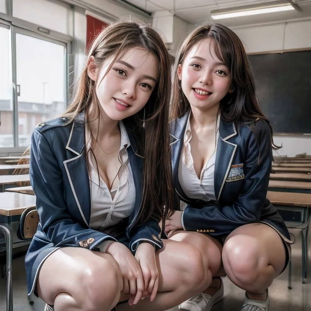 8k, (japanese woman),masterpiece、Photoreal:1.05、realistic, ultra high resolution, highest quality, real life photos ,( in the evening :1.1),
((((2 girls:1.5)))), (((スカートをたくし上げshow off genitals日本の女子高生:1.4)))、(cute face:1.3)、日本の2 girls,((Two Japan schoolgirls))、((2 real high school girls))、((Japanese high school uniform:1.6))、(silk blazer),,slender body,、in the room、
big, beautiful, detailed eyes, black hair,(Depth of written boundary:1.3)、 ((dark brown eyes:1.2))、(realistic skin texture:1.3)、(Immersive atmosphere:0.8、chiaroscuro:0.8) 、(look viewer:1.3)、((embarrassing))、((red cheeks:1.3))、((from belowの天井:1.2))、(smile:1.2)、((take off:1.4))、((show off genitals:1.3))、((woman rolling up her skirt))、((from below:1.15))、((close up of clitoris:1.42))、((Creampie、impregnation、))、the most beautiful woman in the world、the most beautiful woman in the world、((spread your legs to the side:1.4))