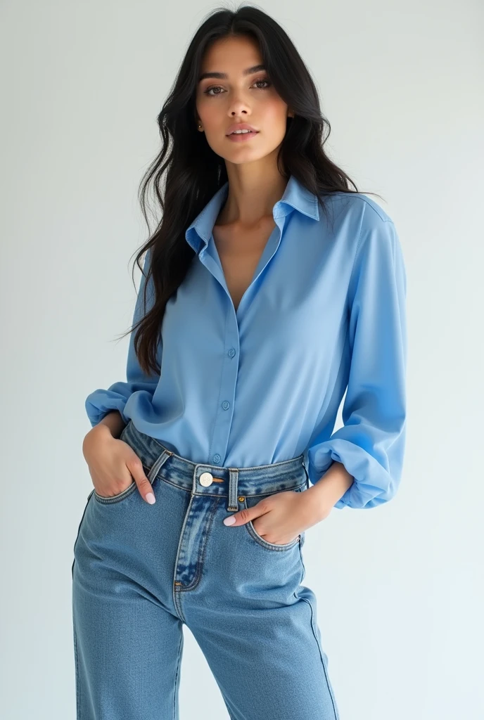 Claro, Here is a detailed description:
She is a woman with a striking presence, com um corpo esbelto e bem proporcionado. Your skin is smooth and radiant, reflecting clear health and vitality. Her hair is an intense blue, vibrante e brilhante, that fall in gentle waves halfway down your back. This blue is an almost surreal tone, que destaca ainda mais sua beleza singular e atrai olhares por onde ela passa.
His face is delicately sculpted, with fine and harmonious strokes. Eyes are large and expressive, de um tom que complementa perfeitamente o azul de seus cabelos, talvez um verde esmeralda ou um cinza misterioso, who seem to see beyond the obvious. Your eyebrows are arched, giving an air of determination and grace to your look. The nose is straight and well-defined, and the lips are full and rosy, com um contorno natural que exala sensualidade.
Ela veste uma blusa de seda leve, que se ajusta ao corpo de maneira elegante, highlighting your curves without being provocative. A blusa tem uma cor neutra, maybe a pearl white or a soft gray, permitindo que a cor vibrante de seus cabelos seja o destaque. A blusa tem detalhes delicados, como rendas ou pequenos bordados, that add a touch of femininity and sophistication.
Your skirt is made of a fluid fabric, que se move graciosamente com cada passo. The skirt is medium length, caindo logo abaixo dos joelhos, e de uma cor que harmoniza com sua blusa, maybe a navy blue or a classic black. The movement of the skirt accentuates the lightness and elegance of your gestures..
On the feet, She wears medium-heeled shoes, que adicionam um toque de formalidade ao seu visual sem comprometer o conforto. The shoes are a neutral tone, completando o conjunto de forma harmoniosa.
No geral, His style is a mix of elegance and modernity, com um toque de ousadia dado pelos cabelos azuis, that highlight your unique and confident personality. She is the embodiment of contemporary beauty, with a charm that is both classic and
