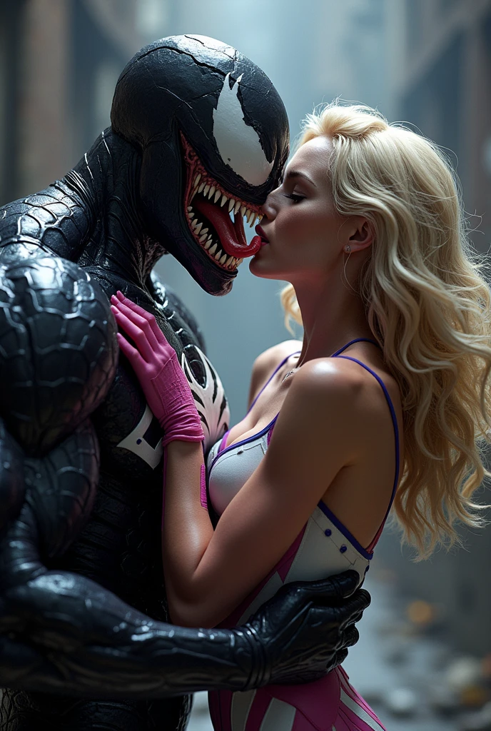 Sexiest Harley Quinn sits on Venom's lap