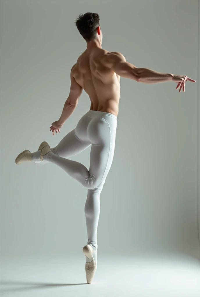 Drawing of a man in a black leotard, Painting of a man in white tights, A picture of a man wearing white pantyhose, Ballet-style pose, Tense pose, Pointe pose, Full body profile pose, solo, Ballet poses, Tip Pose, Blond man with twin braids, Blue Eyed Man, Elegant standing pose, leotard with an black, leotard sleeve with an short sleeve, leotard bottom with an high leg, Wearing a leotard, Wearing white tights, tights with an white, Wearing white pantyhose, pantyhose with an white, looking at viewer, Cowboy Shot, Tip Poses, Standing pose,