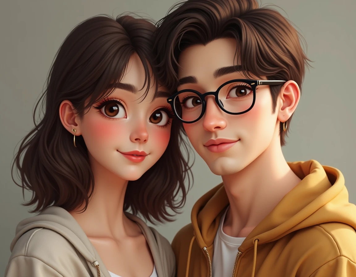 boy with brown hair and girl with light blown hair kissed in front of the green library