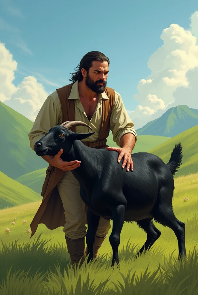 Drawing of an indigenous person from the Tapiete culture carrying a dead wild boar in the Bolivian Chaco


