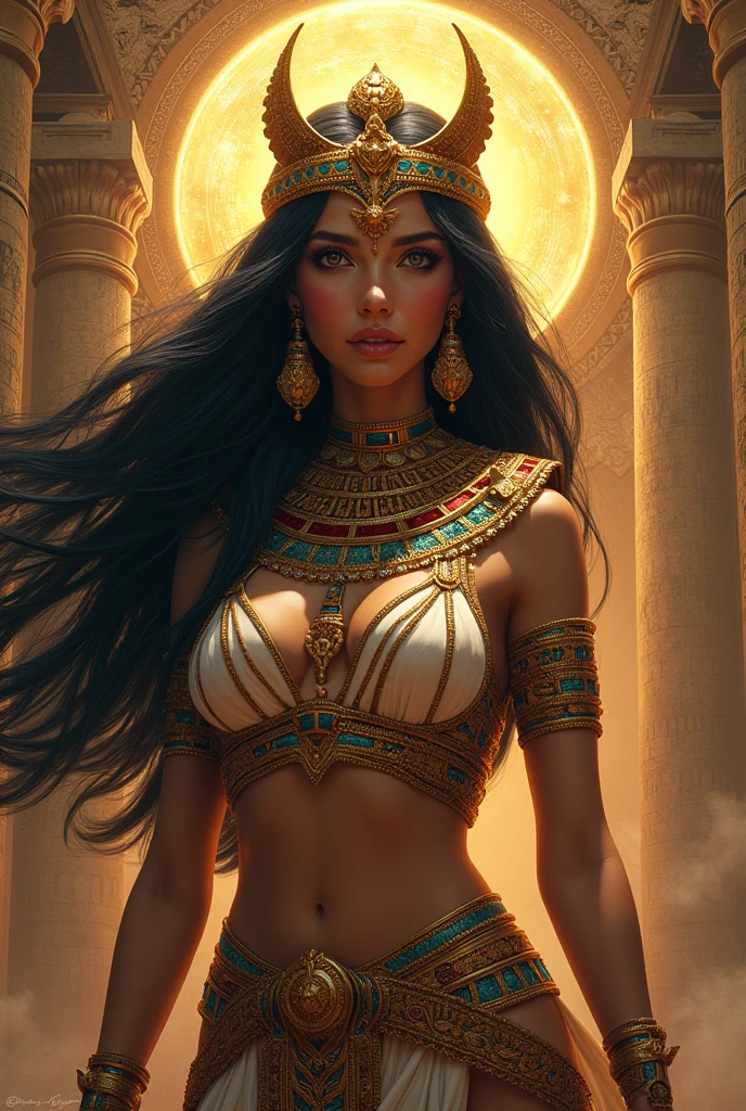 A pretty pharaoh goddess with lots of cleavage and pretty legs