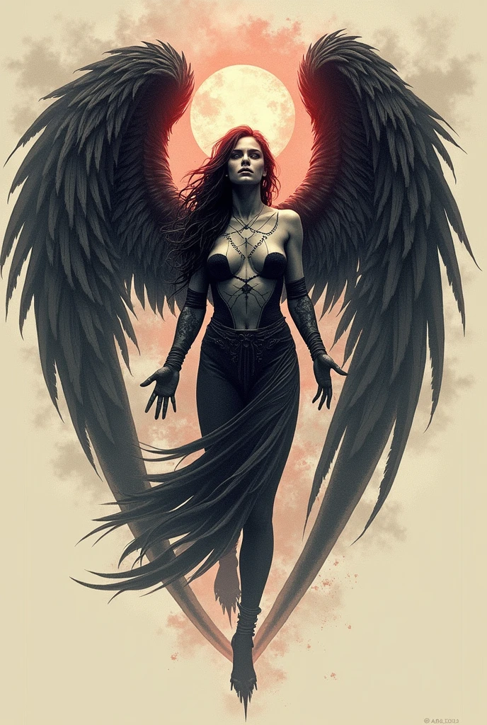Ultra-sharp, ultra-detailed full-body photography Captures the essence of real life. (((an attractive and seductive tattooed angel woman sexy nudity with huge wings))) con cabello largo y suelto, usando una bata transparente, vestido corto rojo, dulce sonrisa, floating in the air with hands clasped in prayer. piel ultradefinida y ultradetallada. Pose atractiva y provocativa. The photograph must be taken in a natural environment with soft, diffused lighting to create a heavenly atmosphere. emplear un (((Teleobjetivo medio de 50 mm))) Lens for a focused and intimate perspective.. Enfatice la luz natural para resaltar la gracia y la serenidad de la figura angelical en este momento divino..
