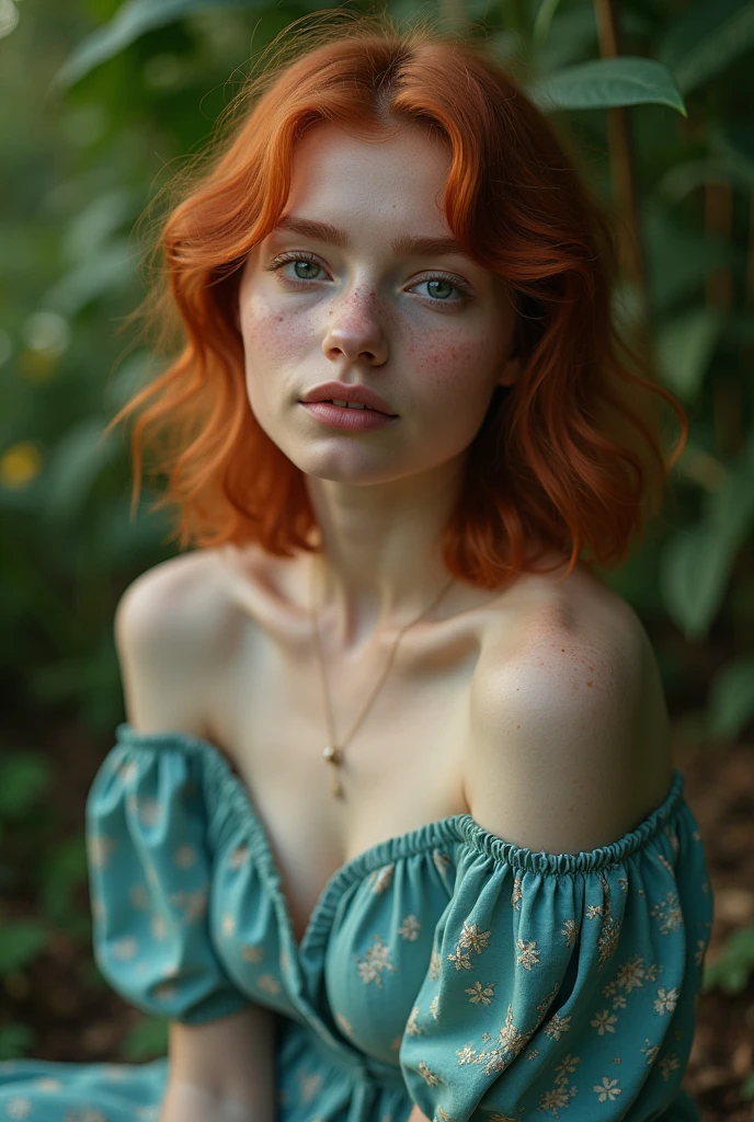 1 girl age 27, wearing short and tshirt, solo, aesthetic artwork, irish redhead, long wavy ginger hair, grayeyes light, some small freckles, pale skin, G-cup, huge breasts, slim body, runners body, (textured skin, skin pores:1,1), (moles:0,8), imperfect skin, (extremely detailed 8K wallpaper),soft lighting, high quality, film grain, fujifilm XT3 sharp focus, f 5.6, 50mm, high detailed, sharp focus, high detailed, complex details, background is bazaar