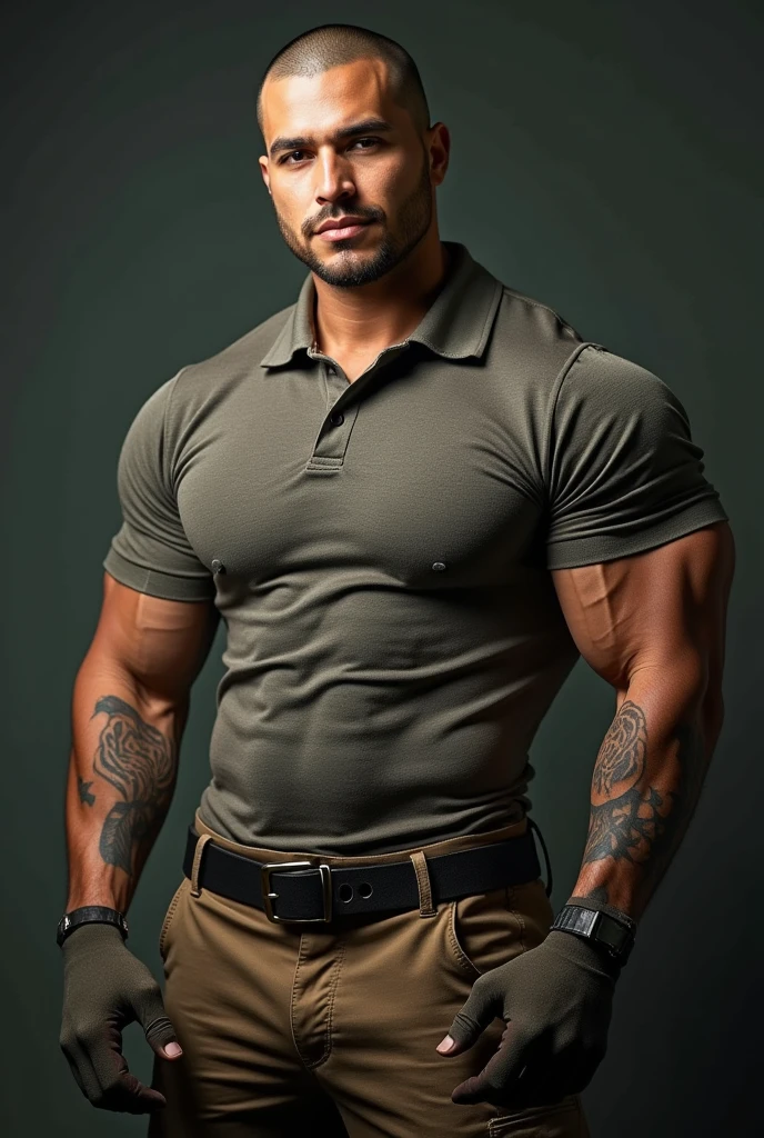 handsome muscular man, 1man, wearing camouflage red white and black shirt , camouflage red white and black pants, detailed facial features, extremely detailed eyes and face, beautiful detailed lips, longeyelashes, strong masculine physique, powerful muscles, realistic, photorealistic, photo-realistic:1.37, best quality,4k,8k,highres,masterpiece:1.2,ultra-detailed,vivid colors,studio lighting