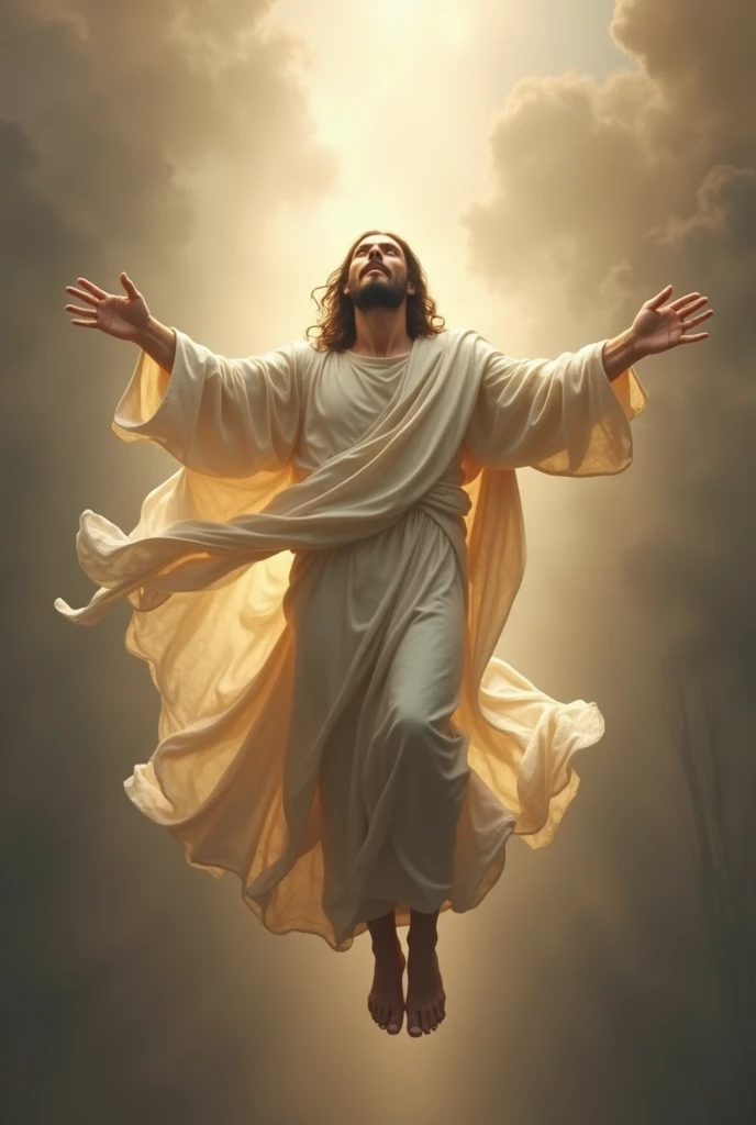 jesus cristo orando luz dourada Create a high-resolution, imagem realista de Jesus Cristo retratado como feliz, set in an ancient setting with a setting reminiscent of the era. The environment should evoke a feeling of antiquity with aged yellow tones. Make sure Jesus is portrayed with a calm expression, irradiando calor e alegria. The scene should capture the essence of peace and tranquility, with attention to detail in both the depiction of Jesus and the surrounding environment