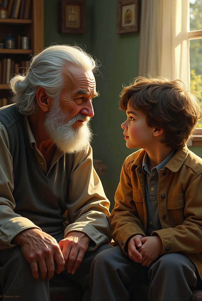  image of a man and a boy sitting 
