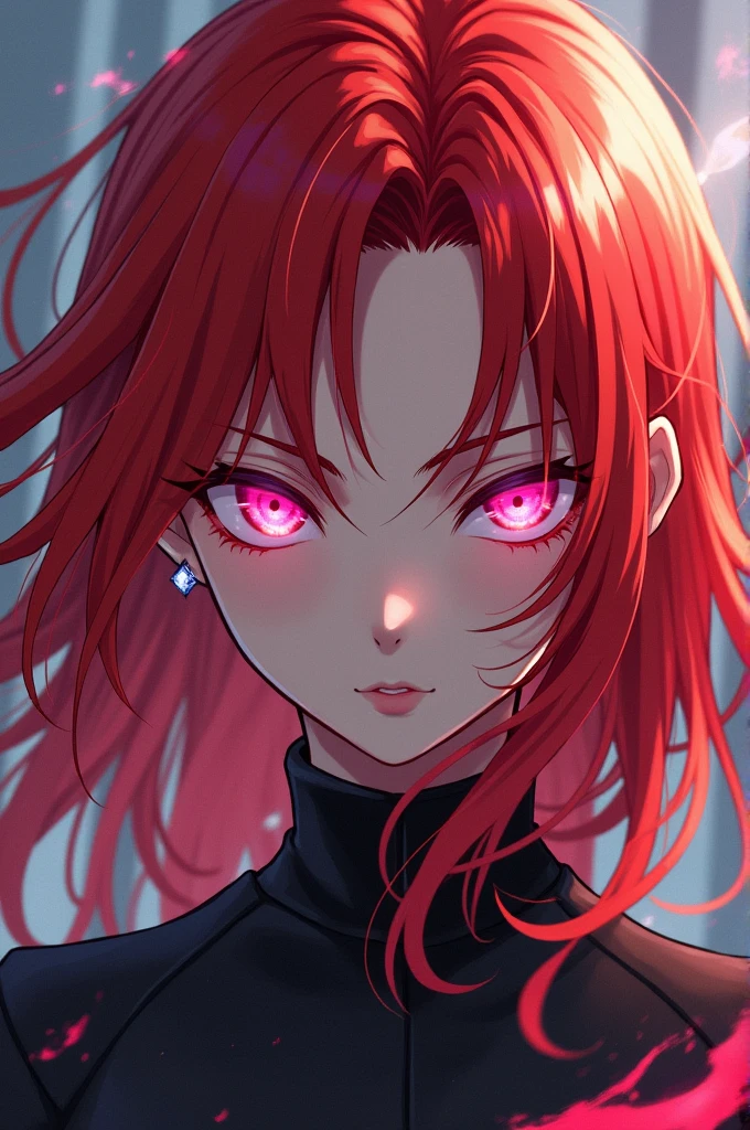 anime, Bright red devil with piercing eyes and a black background, Red eyes glow, bright red eyes, Glowing red eyes, with bright red eyes, with Glowing red eyes, 邪悪なRed auraを放つ, Darkness Aura Red Light, Red eyes of fire, Red aura, intense watery bright red eyes, Mobile phone wallpaper, badass anime 8 k, bright red, Completely red eyes