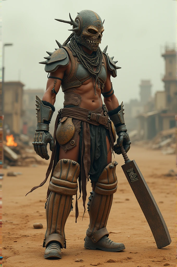 see me a young character with 1 without a beard with a giant kitchen knife and armor only on the arms and legs