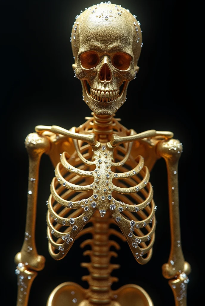((Best resolution)), ((high quality:1.2)), 8k, extremely detailed, ((High detail:1.2)), gold skeleton with rubies,