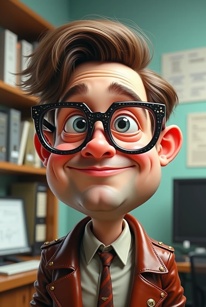 little guy with a cigarette in his mouth wearing glasses, cool in the background