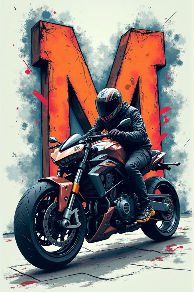 As an image of a man standing with his back turned with the name WILDER on his jacket standing in front of a red 2D motorcycle