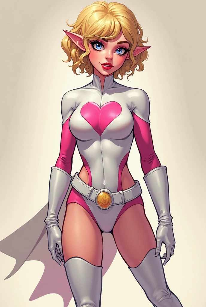 Margot Robie, Barbie pink, Dc Comics, dressed as a Barbie version of power girl, by Adam Hughes, sexy