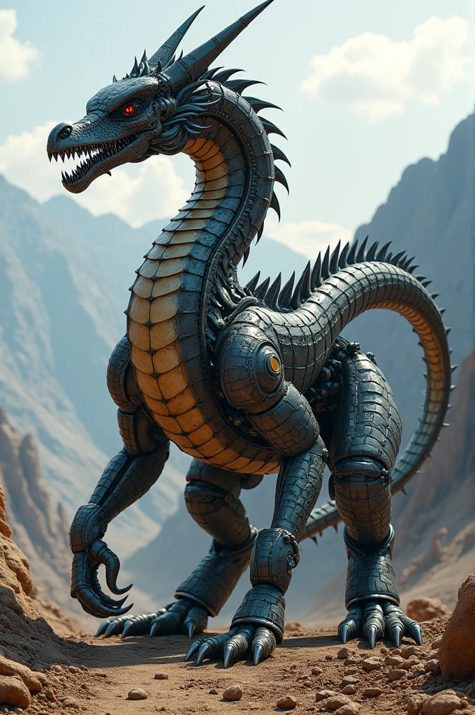 Imagine a Caterpillar construction machine with hydraulic arms but in the shape of a dragon