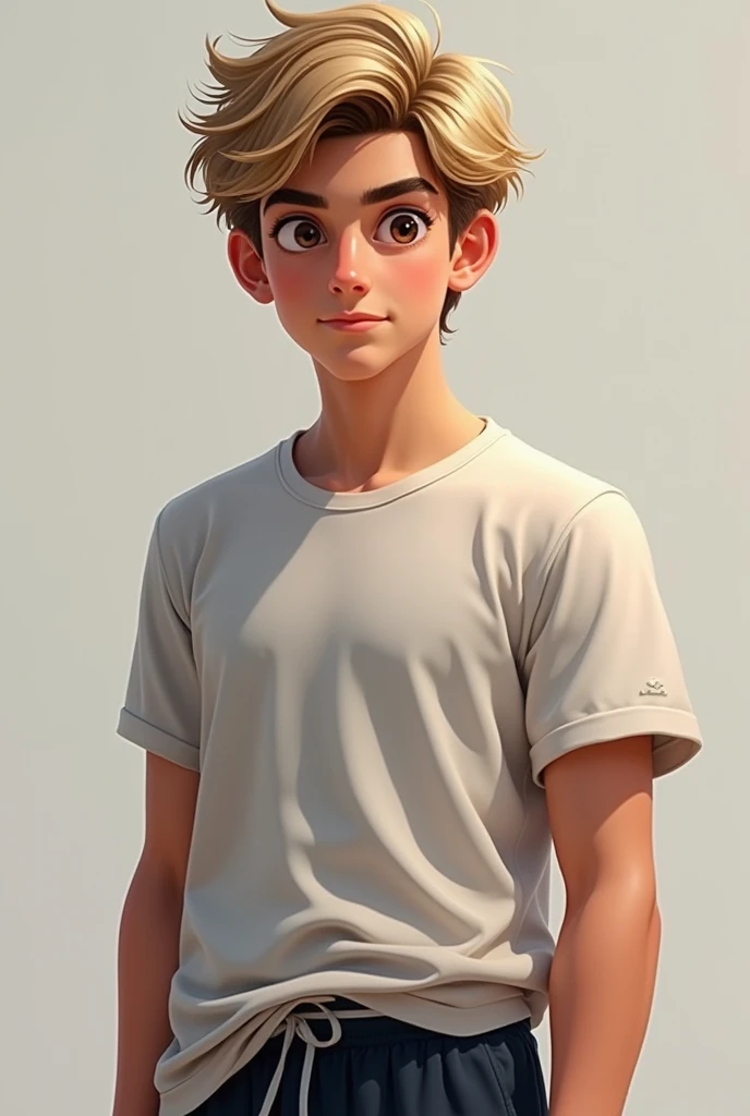 short hair boy, delgado, high, with clothes, Argentinian, realistic and blonde