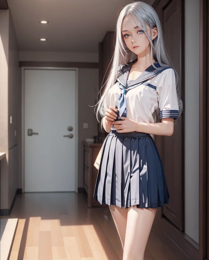 (hyperrealistic), (illustration), (high resolution), (8K), (extremely detailed), (best illustration), (beautiful detailed eyes), (best quality), (ultra-detailed), (masterpiece), (wallpaper), (photorealistic:1.4), (natural light), (rim lighting), (detailed face), high detailed realistic skin texture, anatomically correct, solo, 1 girl, (high detailed realistic long hair:1.25), ponytail contorted, (beautiful Rosy Zhao:1.5), (beautiful cute European girl:1.7), heterochromic eyes, (detailed blue eyes), small moles under the eyes, (big breasts:1.5), long legs, tight abs, dynamic pose,