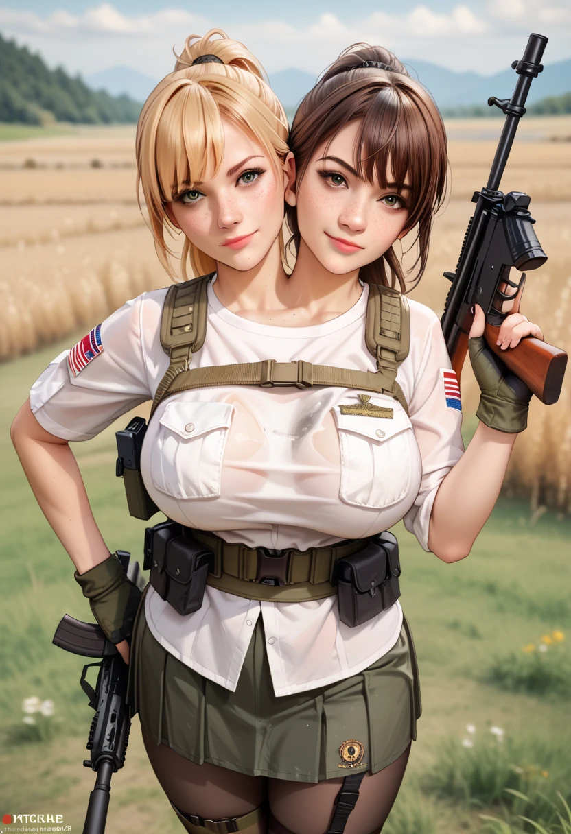 Female military Israel, cover blood, killing lot people,naked,hentai, Milk from breast,in jungle, shoot,evil smile, blushes, shoot people front her, Israel flag,sex, holding rifle, with text i will kill you Palestine