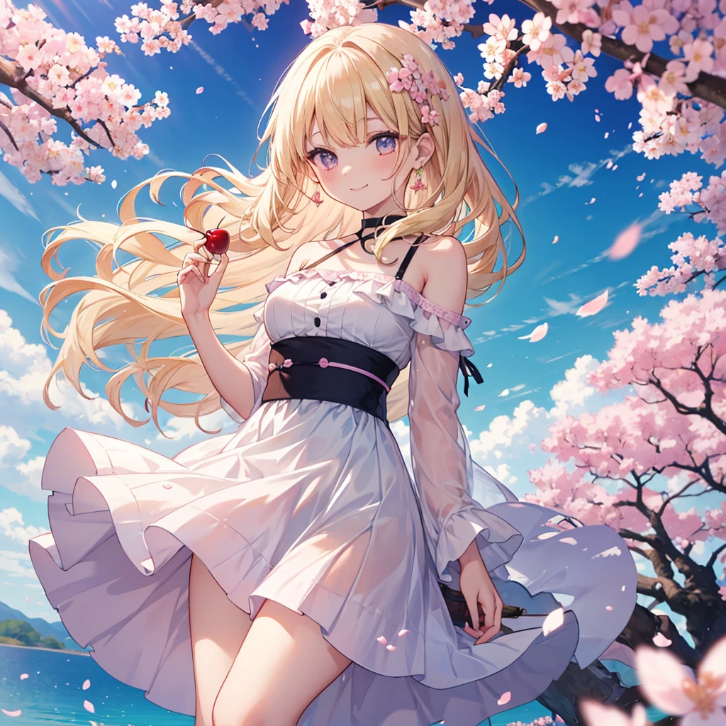 (masterpiece, sharp focus, illustration, detailed face, detailed eyes, detailed hands, beautiful face:1.2), 1girl, solo, small breasts, loli, sassy loli, grin, smile, tied bangs, long bangs, messy hair, perfection, looking away, standing, crop top, very very long blonde hair, wavy hair, messy hair, beige hair, green eyes, (impressionism:1.4), white dress, greek clothes, highres, ultra detailed, abstract background, multicolored background, ugly background, splash art, official art, beautiful, perfect anatomy