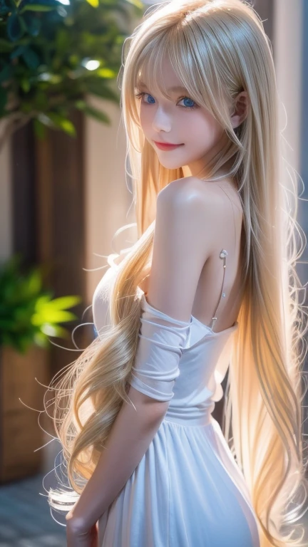 8k, top quality,The real picture, complex details,超A high resolution, depth field ,Masseter muscle area, natural soft light for a little smile, professional lighting, 1 girl ,(cute:1.2),( Gothic Fashion),Bright expression, young shiny shiny white shiny skin ,The ultimate beauty,Ultimate Blonde Girl , The most beautiful platinum blonde hair in the world , Shiny Light Blonde Hair , Long Silky Blonde Hair ,Shiny, beautiful bangs, Sparkling Clear and Attractive Blue Eyes ,とても美しい素敵なcute1童顔の金髪の女の子、 blond hair fluttering in the wind 、 off shoulder 