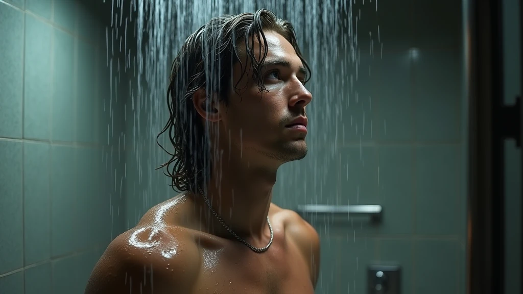 Hot boy showering in bath naked