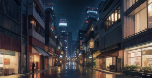 jpn、Urban design of Sidmead、Low-rise buildings、the chaos、Complex and high-definition、bladerunner、Ridley Scott's visual expression、Futuristic cities、nightscape、rainy day, dar